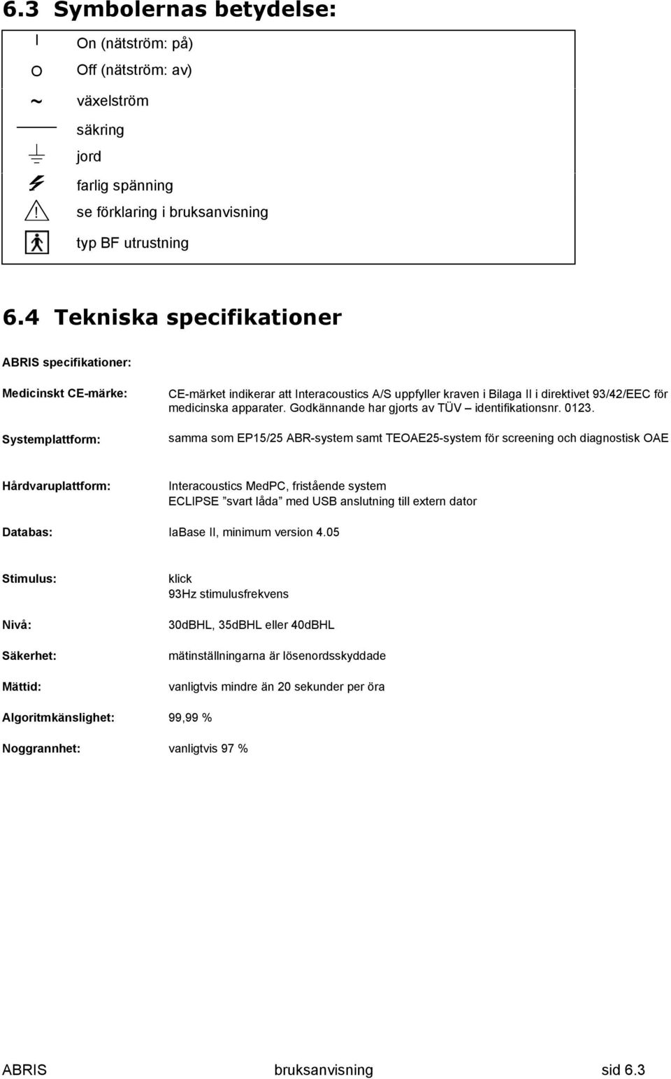 apparater. Godkännande har gjorts av TÜV identifikationsnr. 0123.