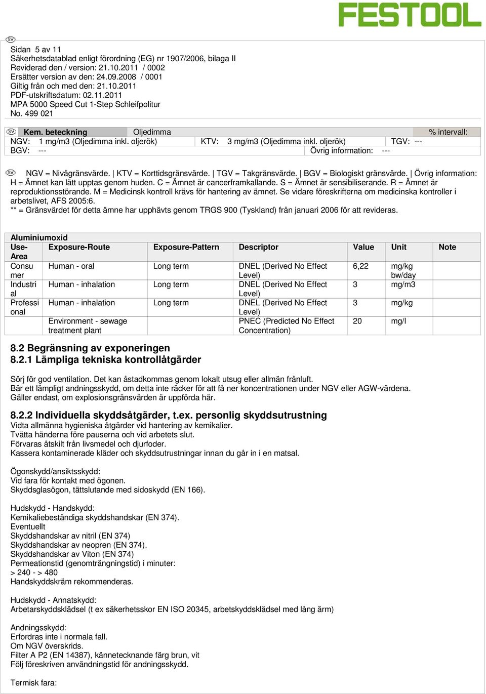 R = Ämnet är reproduktionsstörande. M = Medicinsk kontroll krävs för hantering av ämnet. Se vidare föreskrifterna om medicinska kontroller i arbetslivet, AFS 2005:6.