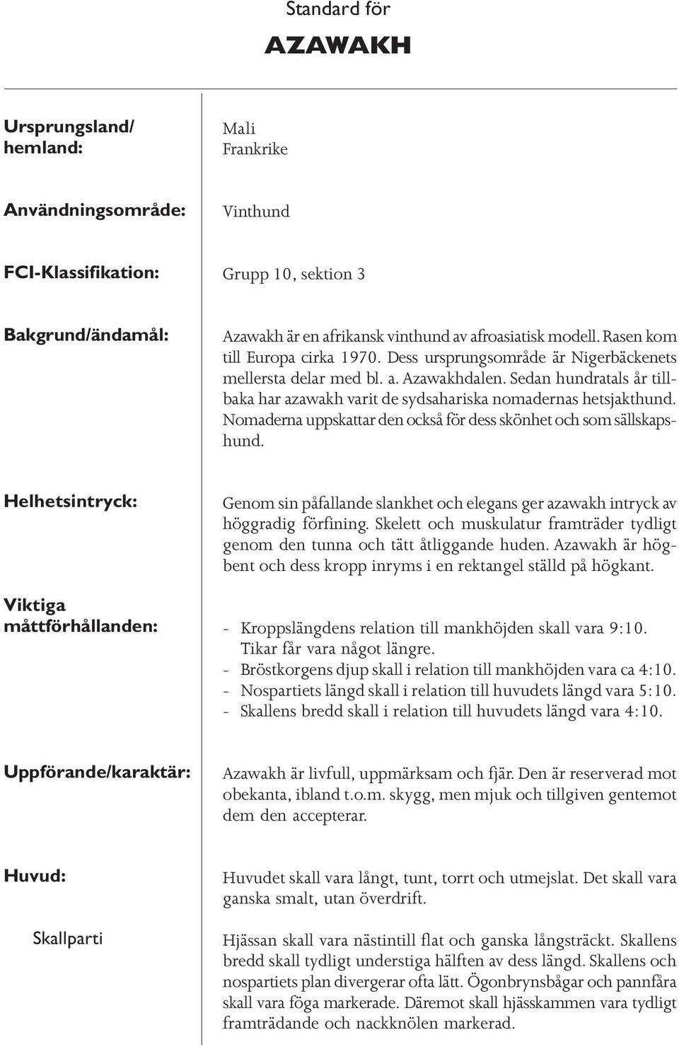 Sedan hundratals år tillbaka har azawakh varit de sydsahariska nomadernas hetsjakthund. Nomaderna uppskattar den också för dess skönhet och som sällskapshund.