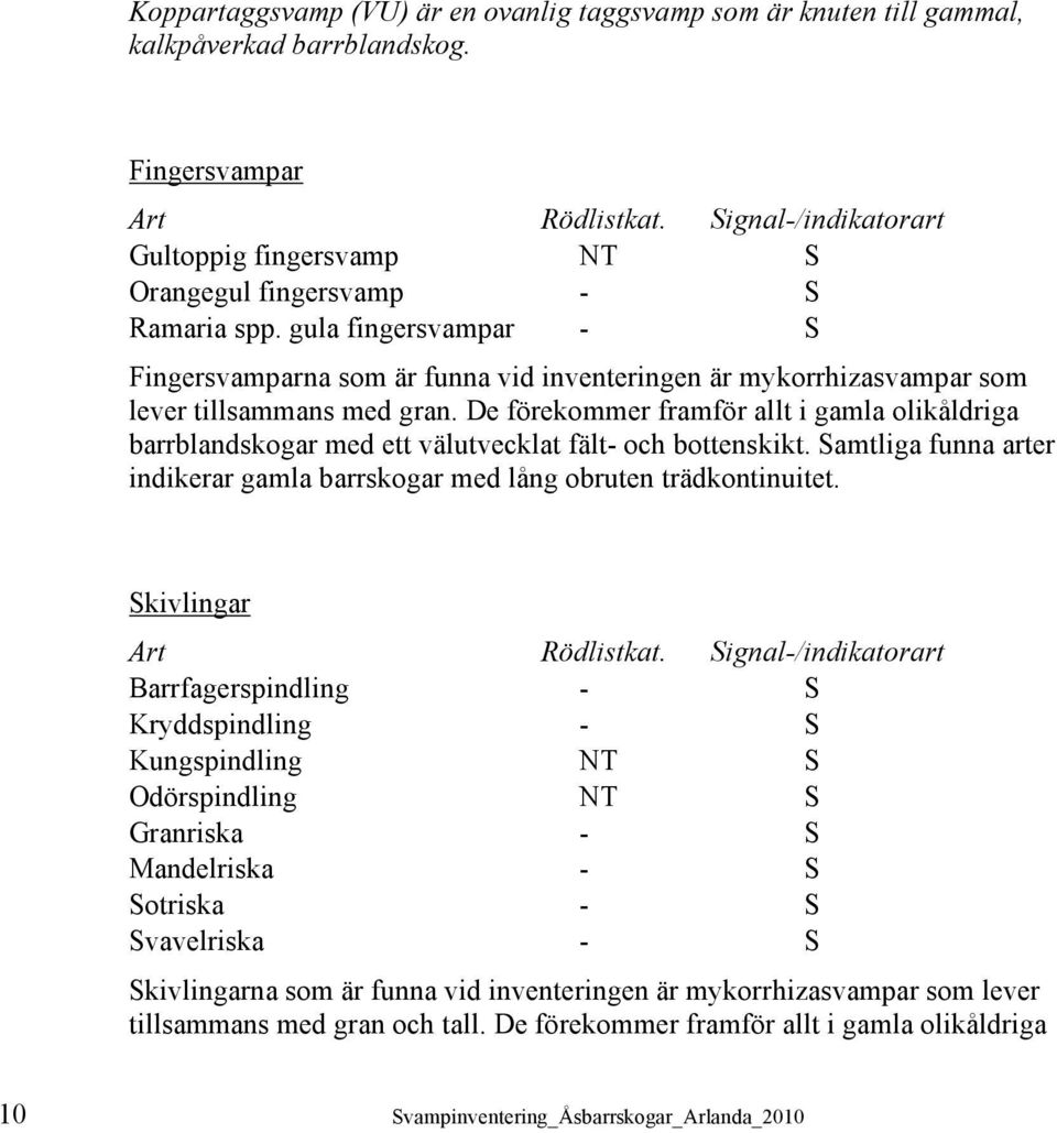 gula fingersvampar - S Fingersvamparna som är funna vid inventeringen är mykorrhizasvampar som lever tillsammans med gran.