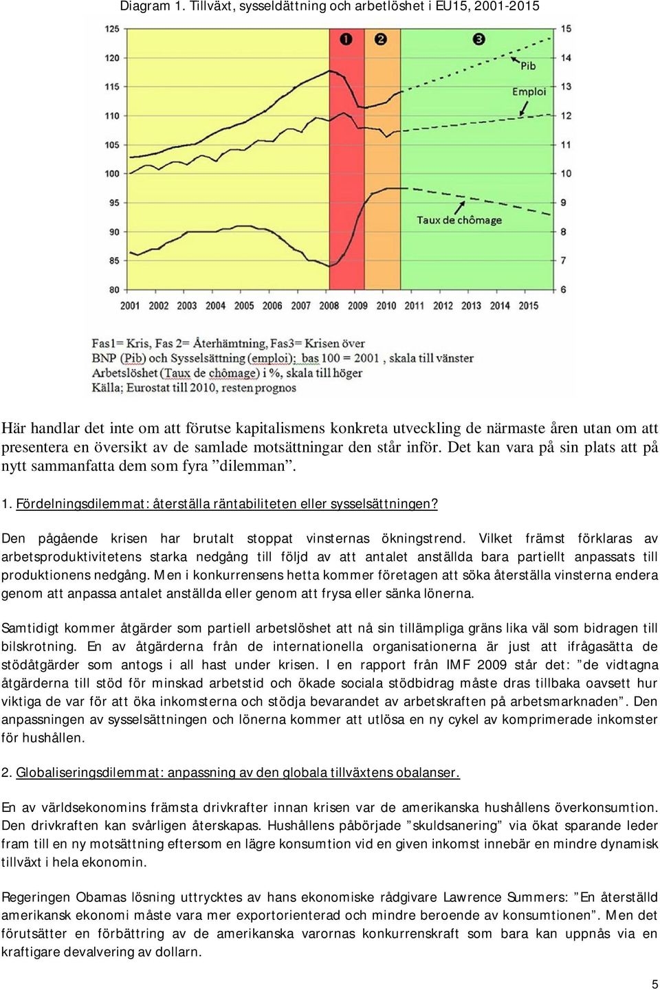 motsättningar den står inför. Det kan vara på sin plats att på nytt sammanfatta dem som fyra dilemman. 1. Fördelningsdilemmat: återställa räntabiliteten eller sysselsättningen?