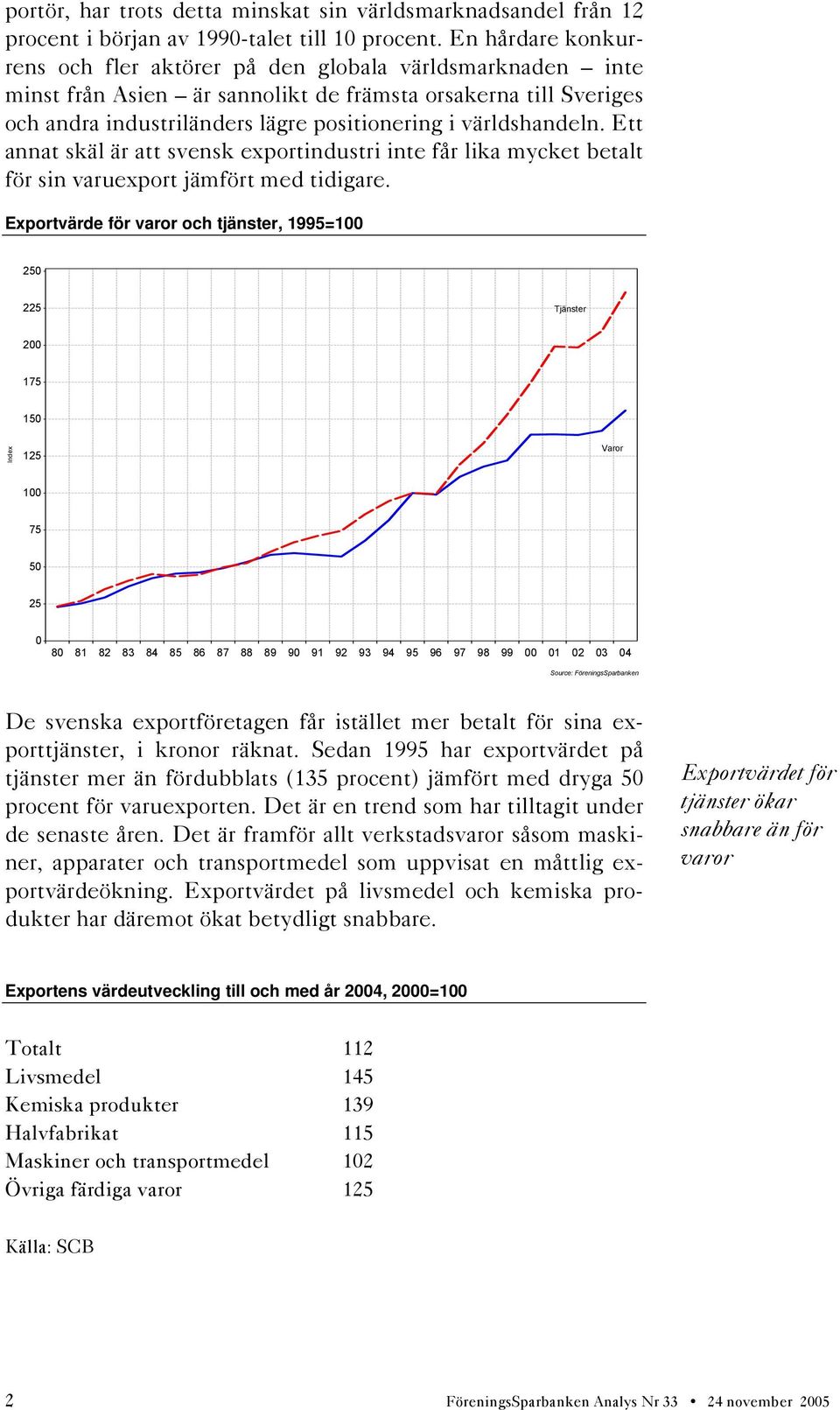 världshandeln. Ett annat skäl är att svensk exportindustri inte får lika mycket betalt för sin varuexport jämfört med tidigare.