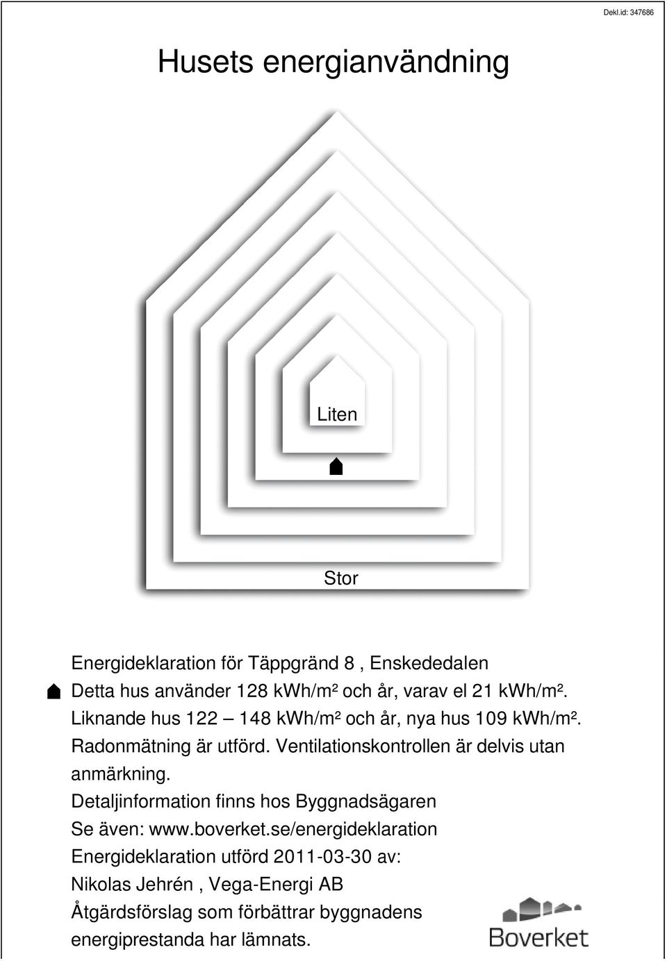 Ventilationskontrollen är delvis utan anmärkning. Detaljinformation finns hos Byggnadsägaren Se även: www.boverket.