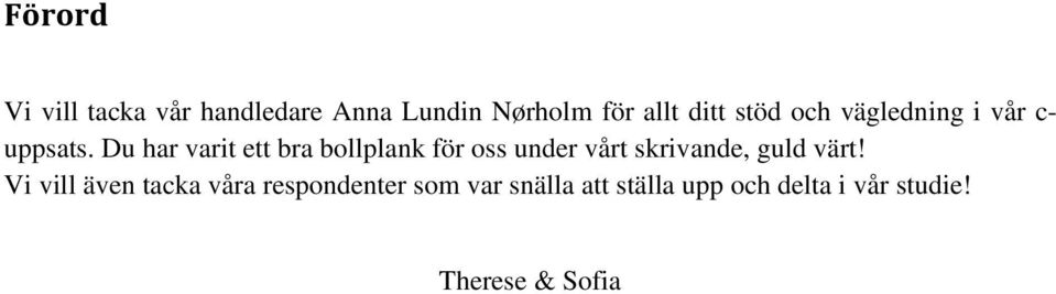 Du har varit ett bra bollplank för oss under vårt skrivande, guld värt!