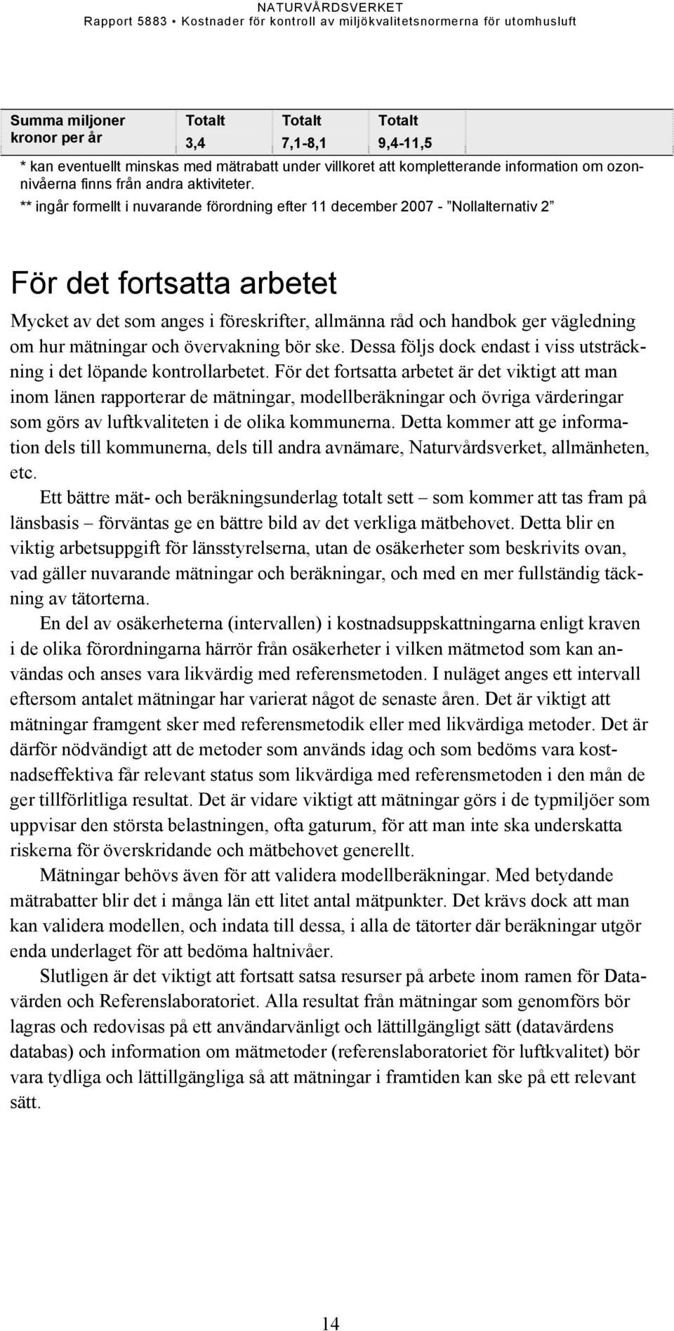 ** ingår formellt i nuvarande förordning efter 11 december 2007 - Nollalternativ 2 För det fortsatta arbetet Mycket av det som anges i föreskrifter, allmänna råd och handbok ger vägledning om hur