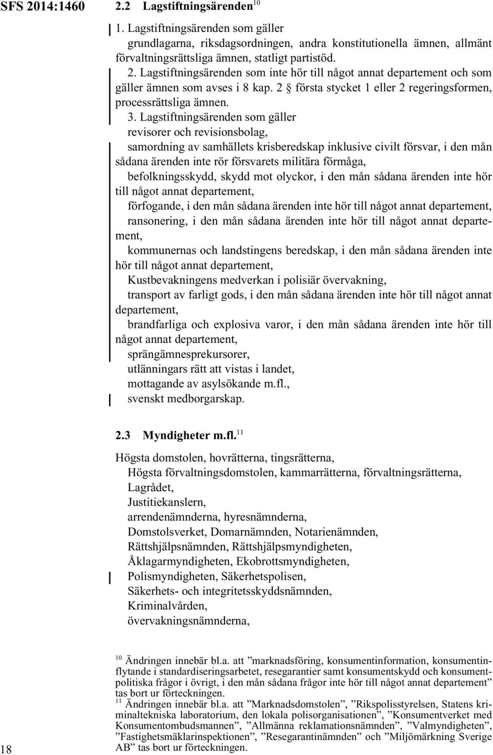 Lagstiftningsärenden som gäller revisorer och revisionsbolag, samordning av samhällets krisberedskap inklusive civilt försvar, i den mån sådana ärenden inte rör försvarets militära förmåga,