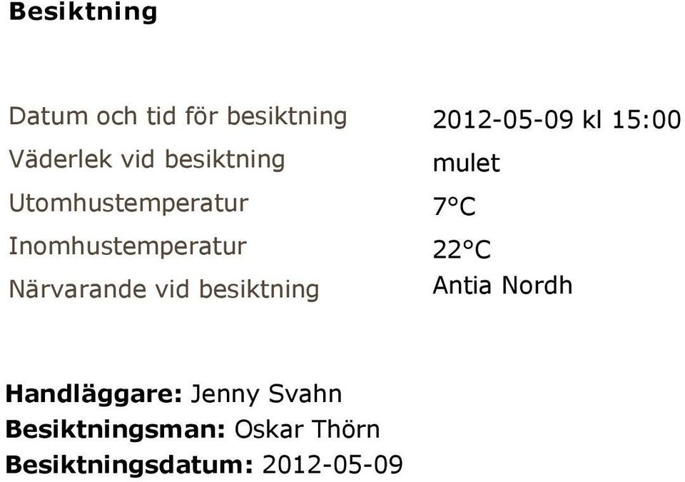 2012-05-09 kl 15:00 mulet 7 C 22 C Antia Nordh Handläggare: