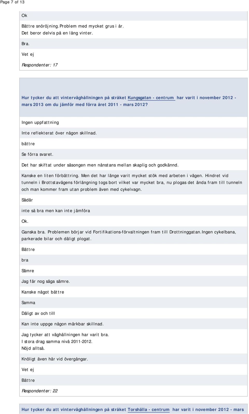 Ingen uppfattning Inte reflekterat över någon skillnad. bättre Se förra svaret. Det har skiftat under säsongen men nånstans mellan skaplig och godkännd. Kanske en liten förbättring.