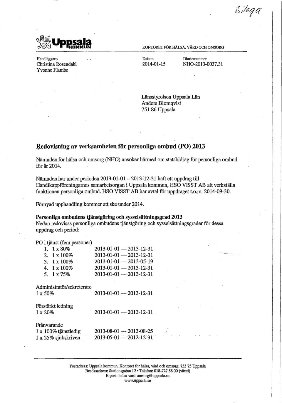 för personliga ombud för år 2014.