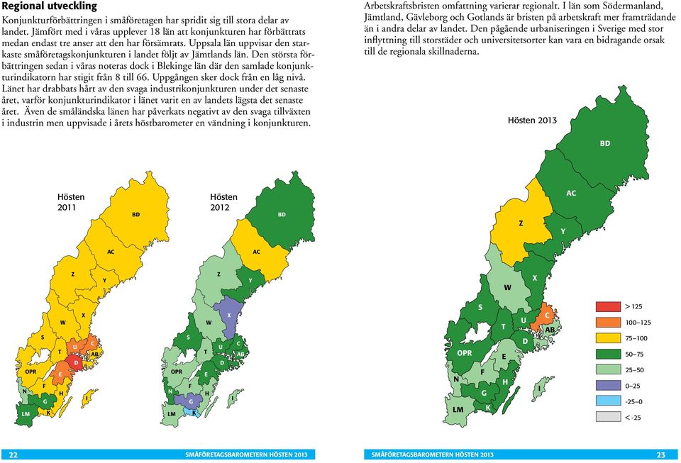 Uppsala län uppvisar den starkaste småföretagskonjunkturen i landet följt av Jämtlands län.