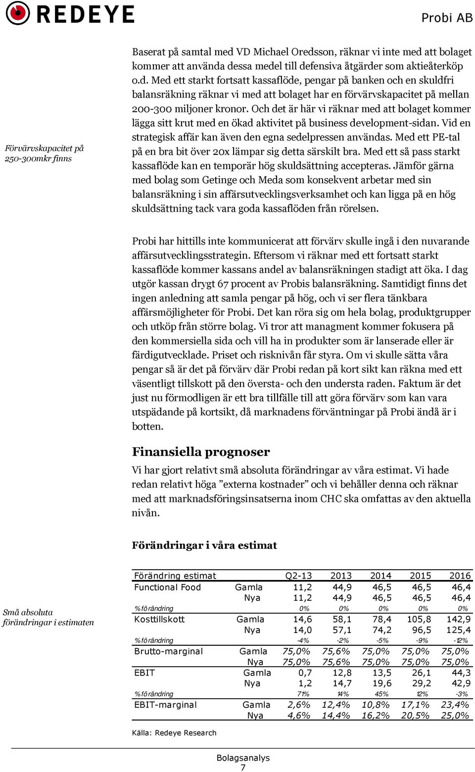 Och det är här vi räknar med att bolaget kommer lägga sitt krut med en ökad aktivitet på business development-sidan. Vid en strategisk affär kan även den egna sedelpressen användas.