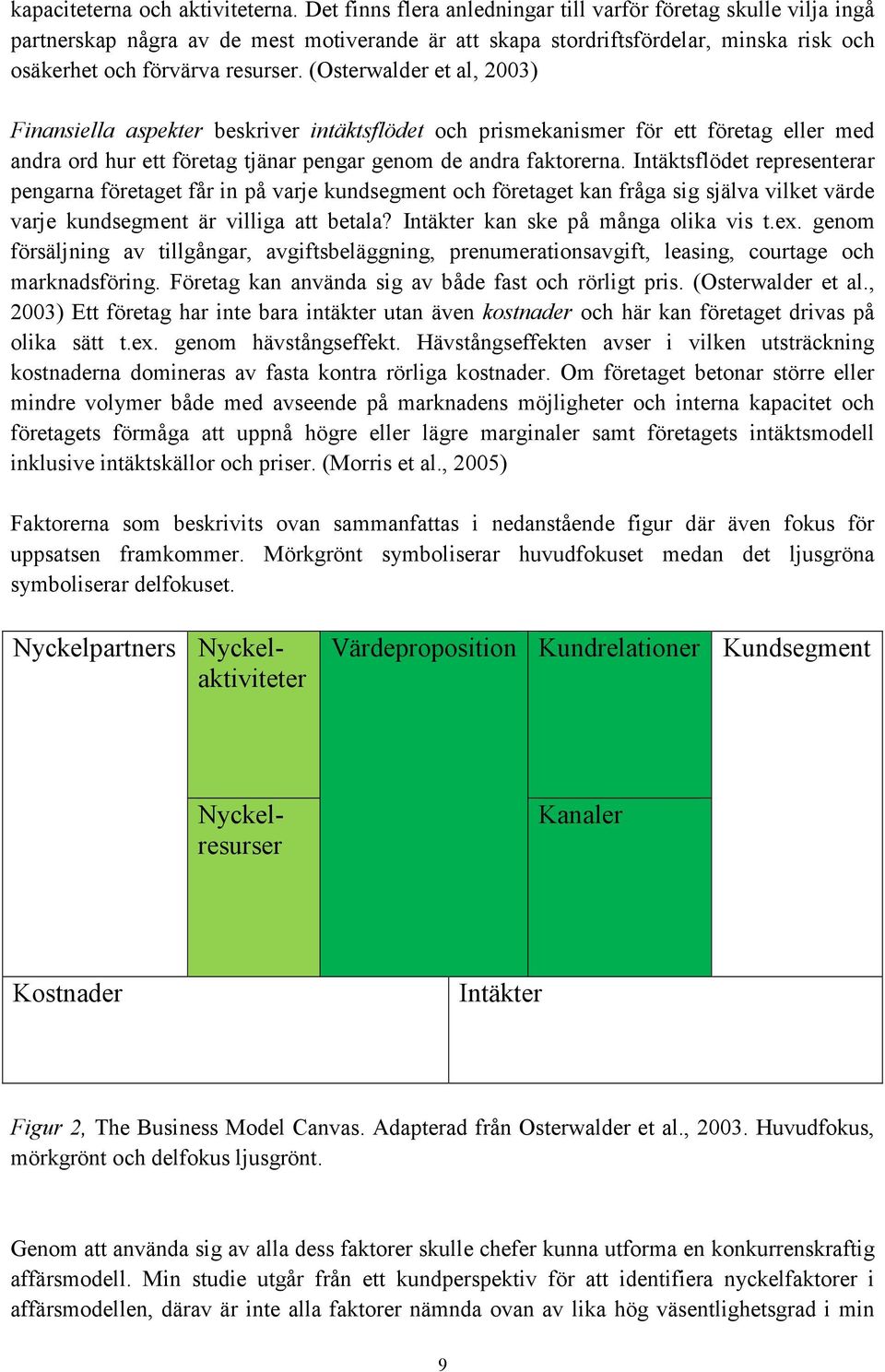 (Osterwalder et al, 2003) Finansiella aspekter beskriver intäktsflödet och prismekanismer för ett företag eller med andra ord hur ett företag tjänar pengar genom de andra faktorerna.