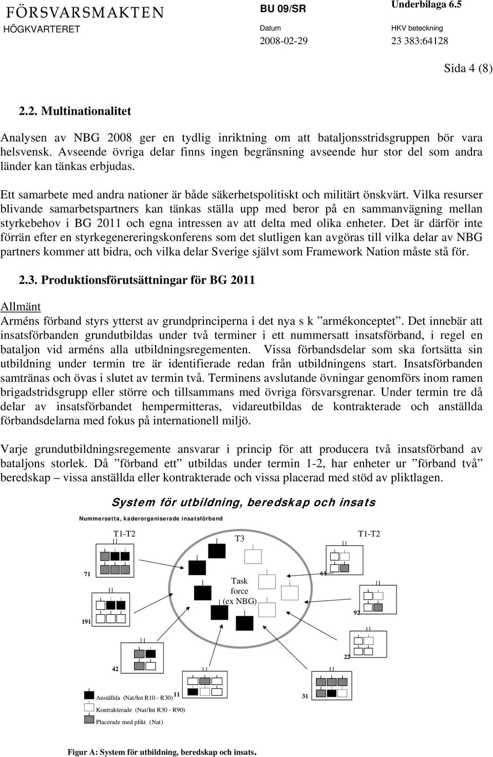 Vilka resurser blivande samarbetspartners kan tänkas ställa upp med beror på en sammanvägning mellan styrkebehov i BG 2011 och egna intressen av att delta med olika enheter.