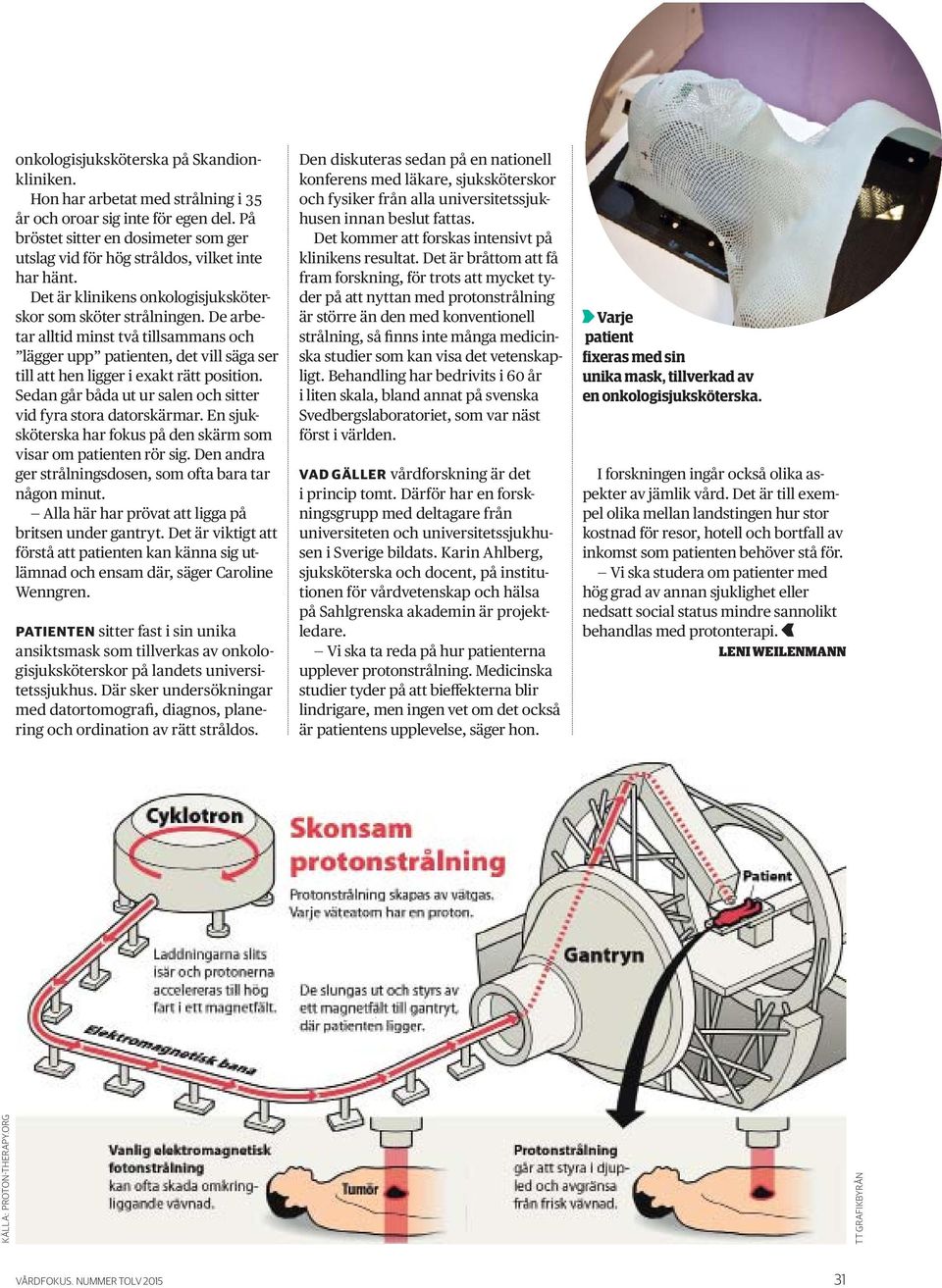 De arbetar alltid minst två tillsammans och lägger upp patienten, det vill säga ser till att hen ligger i exakt rätt position. Sedan går båda ut ur salen och sitter vid fyra stora datorskärmar.