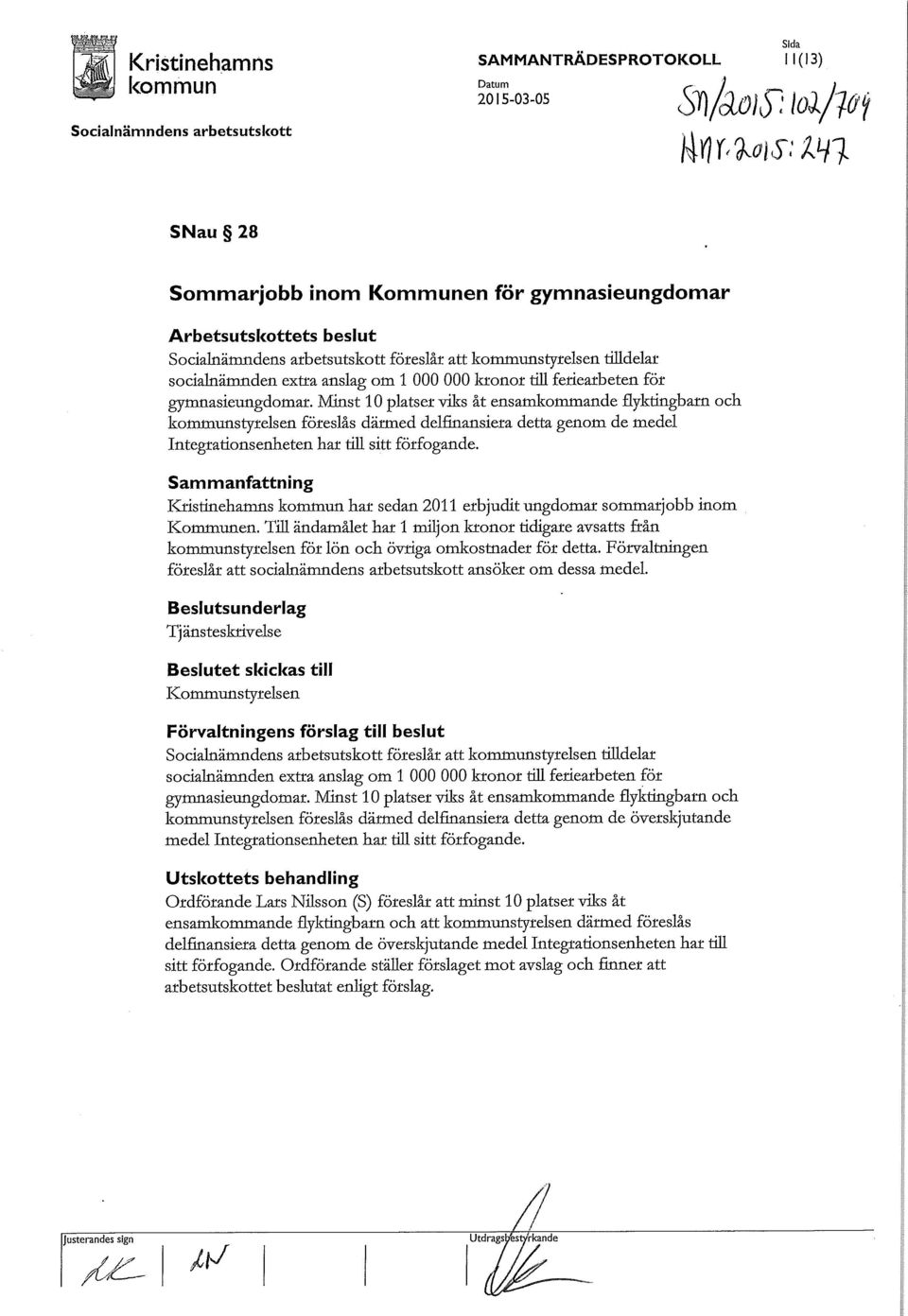 ktoflot till ferieatbeten för gyomasieungdomar.