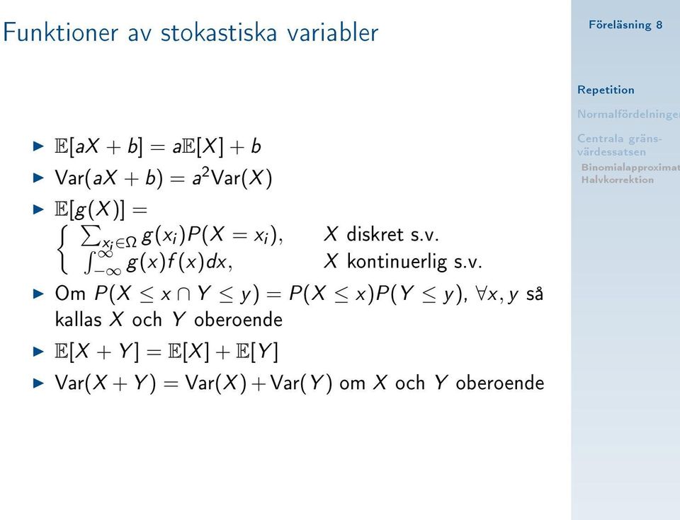 X kontinuerlig s.v.