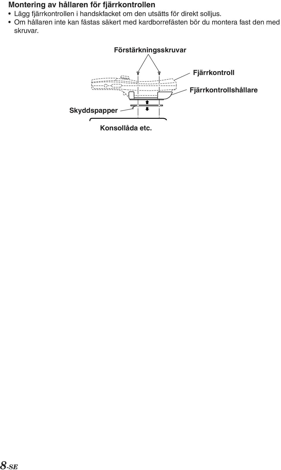 Om hållaren inte kan fästas säkert med kardborrefästen bör du montera