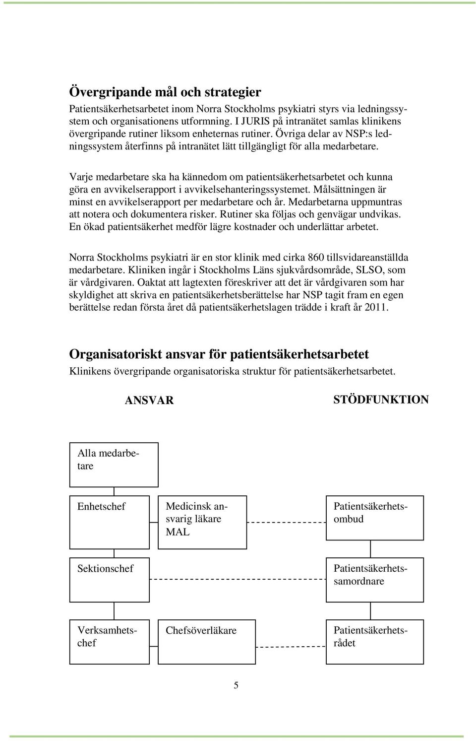 Varje medarbetare ska ha kännedom om patientsäkerhetsarbetet och kunna göra en avvikelserapport i avvikelsehanteringssystemet. Målsättningen är minst en avvikelserapport per medarbetare och år.