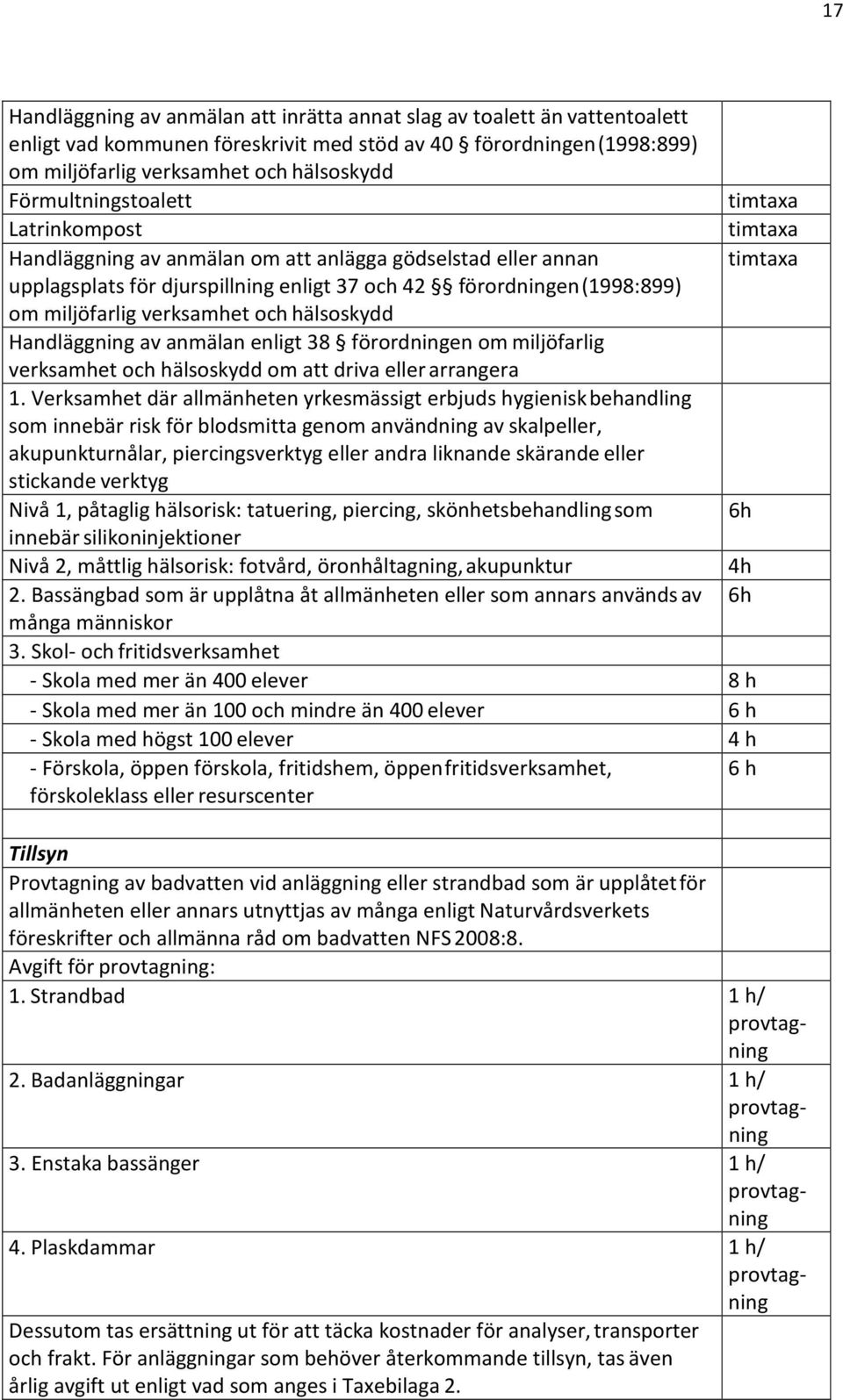 hälsoskydd Handläggning av anmälan enligt 38 förordningen om miljöfarlig verksamhet och hälsoskydd om att driva eller arrangera 1.