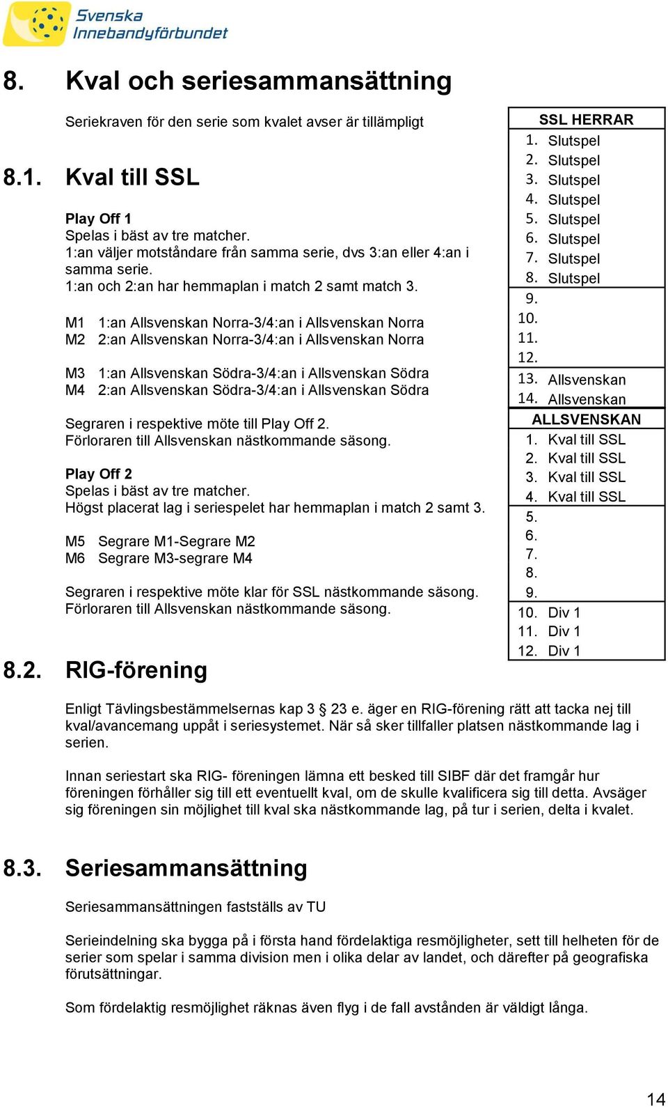 M1 1:an Allsvenskan Norra-3/4:an i Allsvenskan Norra M2 2:an Allsvenskan Norra-3/4:an i Allsvenskan Norra M3 1:an Allsvenskan Södra-3/4:an i Allsvenskan Södra M4 2:an Allsvenskan Södra-3/4:an i