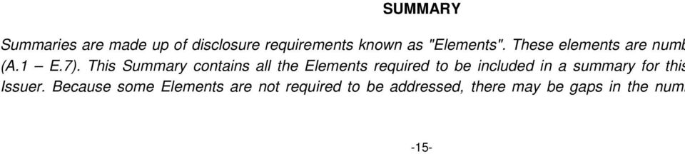 This Summary contains all the Elements required to be included in a