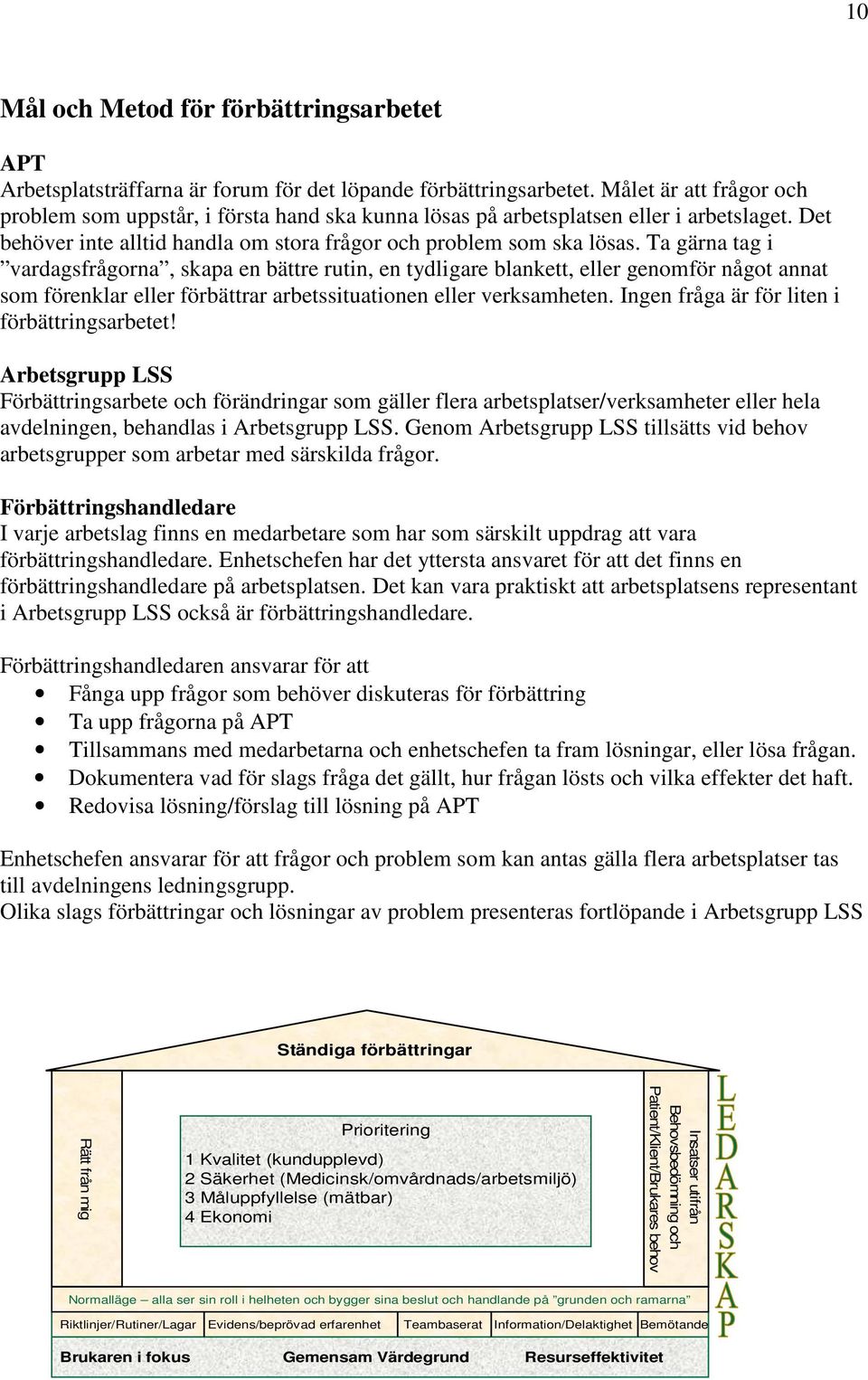 Ta gärna tag i vardagsfrågorna, skapa en bättre rutin, en tydligare blankett, eller genomför något annat som förenklar eller förbättrar arbetssituationen eller verksamheten.