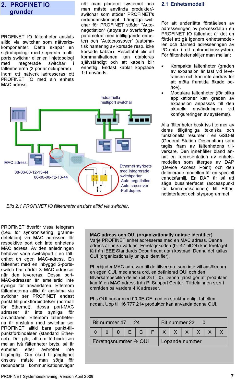 Inom ett nätverk adresseras ett PROFINET IO med sin enhets MAC adress.