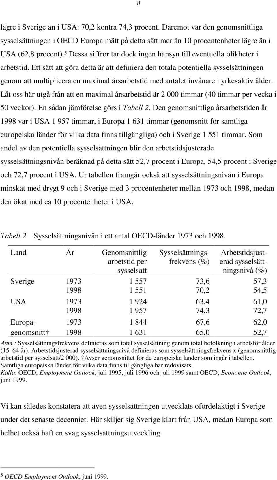 Ett sätt att göra detta är att definiera den totala potentiella sysselsättningen genom att multiplicera en maximal årsarbetstid med antalet invånare i yrkesaktiv ålder.