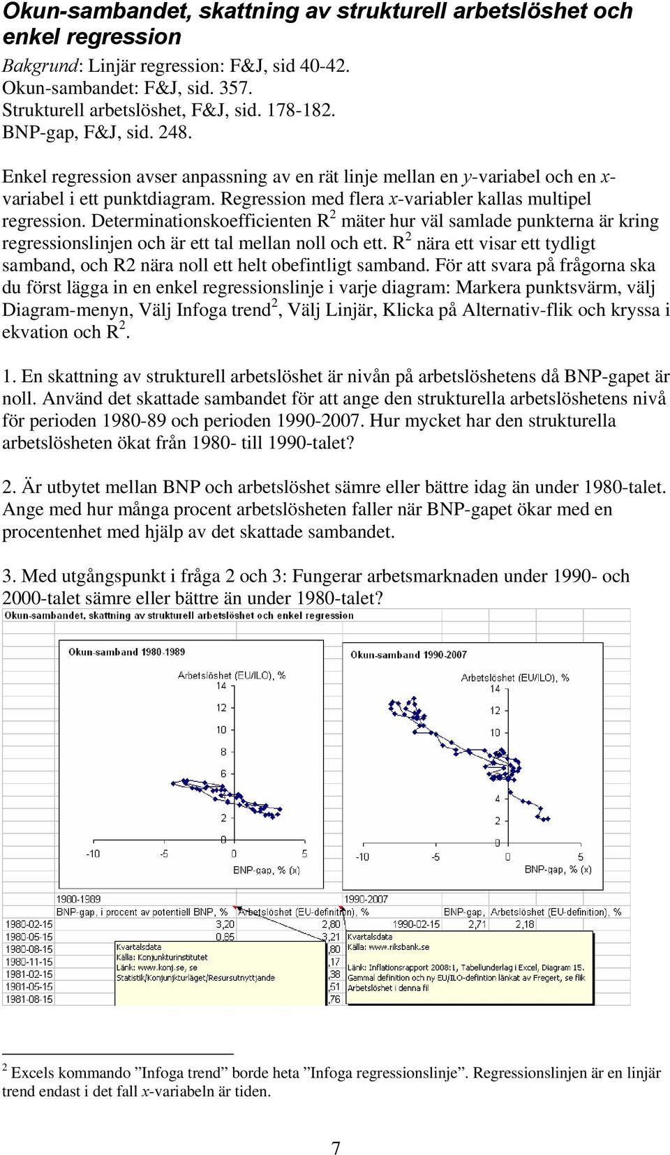 Determinationskoefficienten R 2 mäter hur väl samlade punkterna är kring regressionslinjen och är ett tal mellan noll och ett.