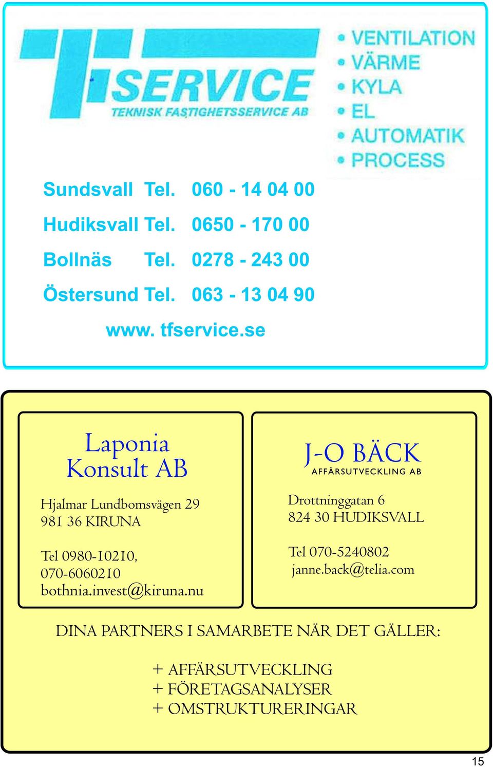 se Laponia Konsult AB Hjalmar Lundbomsvägen 29 981 36 KIRUNA Tel 0980-10210, 070-6060210 bothnia.