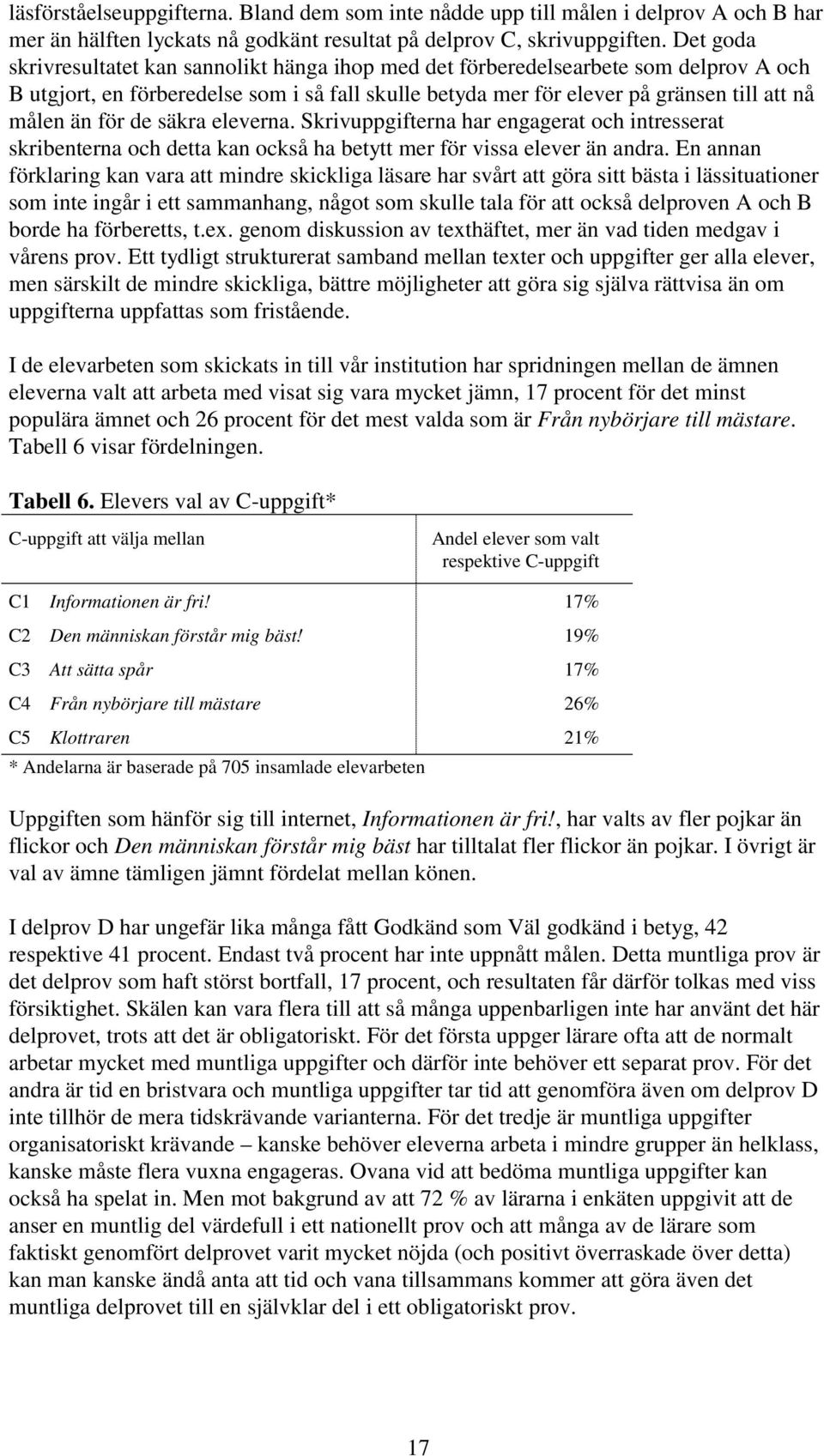 för de säkra eleverna. Skrivuppgifterna har engagerat och intresserat skribenterna och detta kan också ha betytt mer för vissa elever än andra.