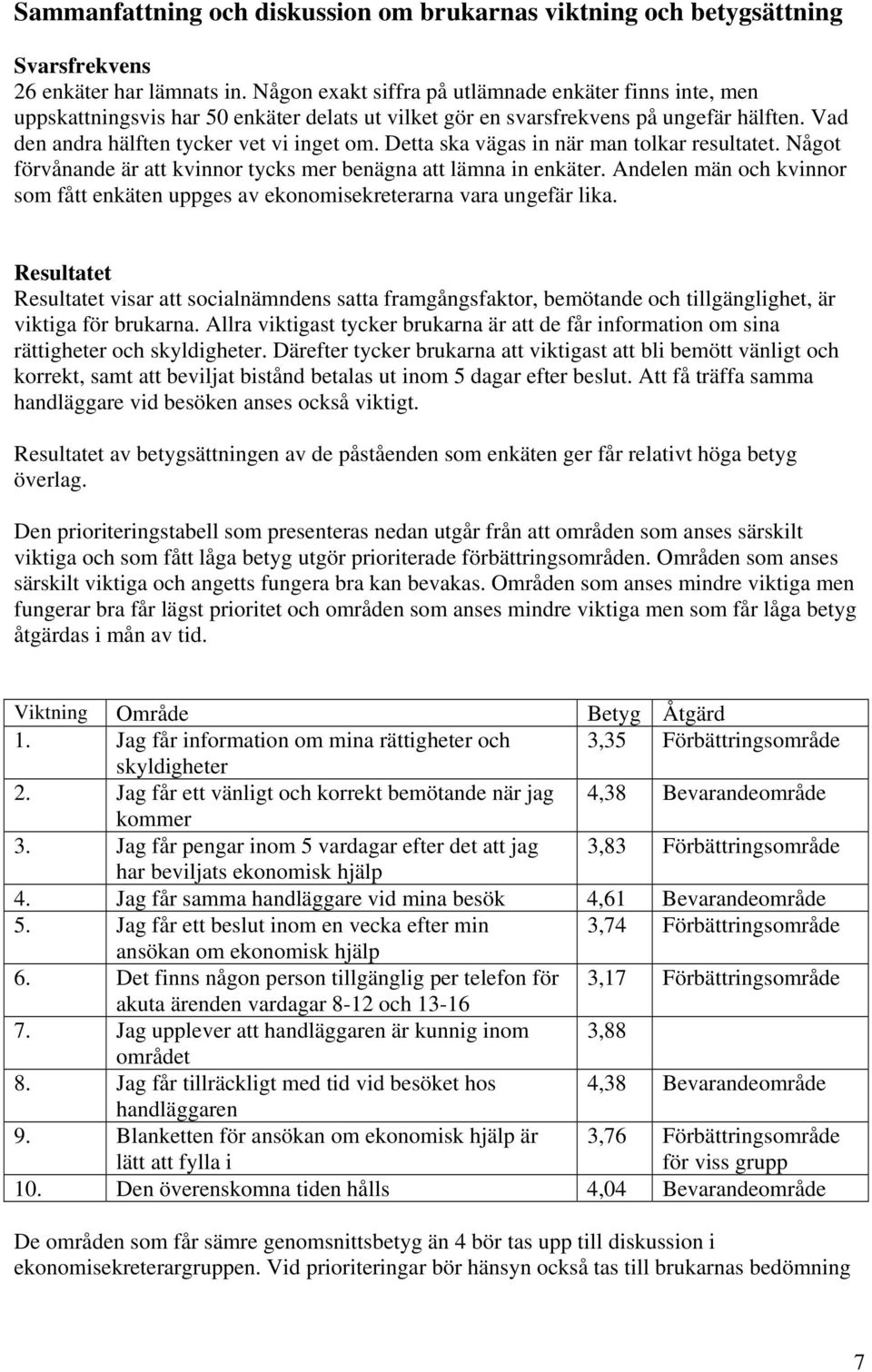 Detta ska vägas in när man tolkar resultatet. Något förvånande är att kvinnor tycks mer benägna att lämna in enkäter.