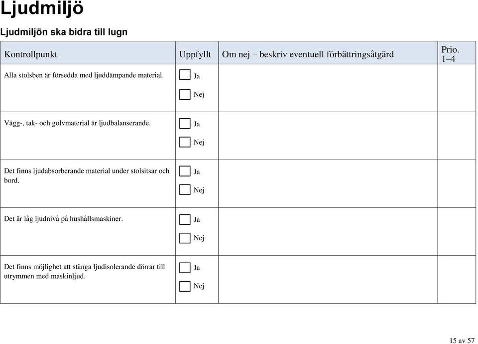 Det finns ljudabsorberande material under stolsitsar och bord.