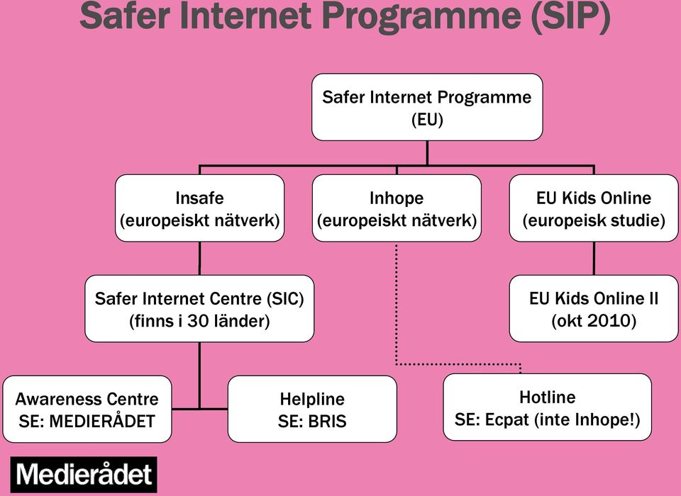 studie) Safer Internet Centre (SIC) (finns i 30 länder) EU Kids Online II