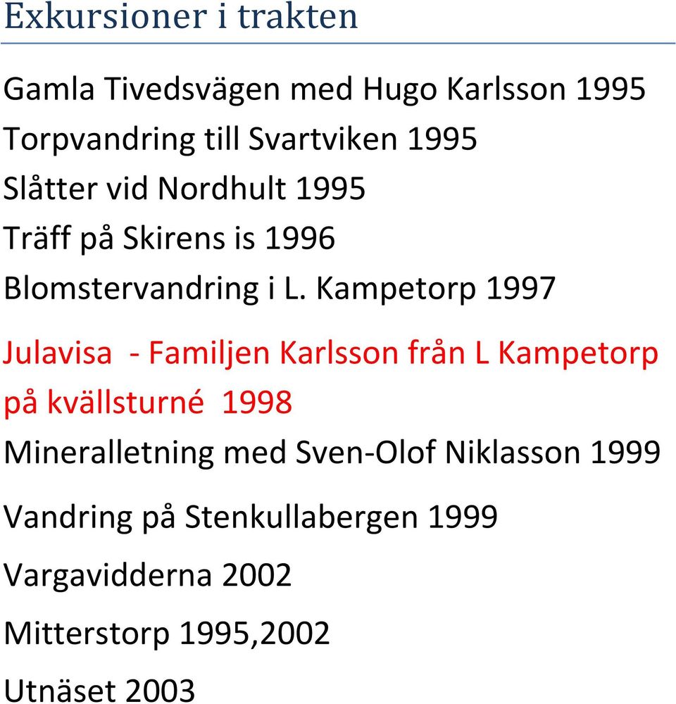 Kampetorp 1997 Julavisa - Familjen Karlsson från L Kampetorp på kvällsturné 1998 Mineralletning
