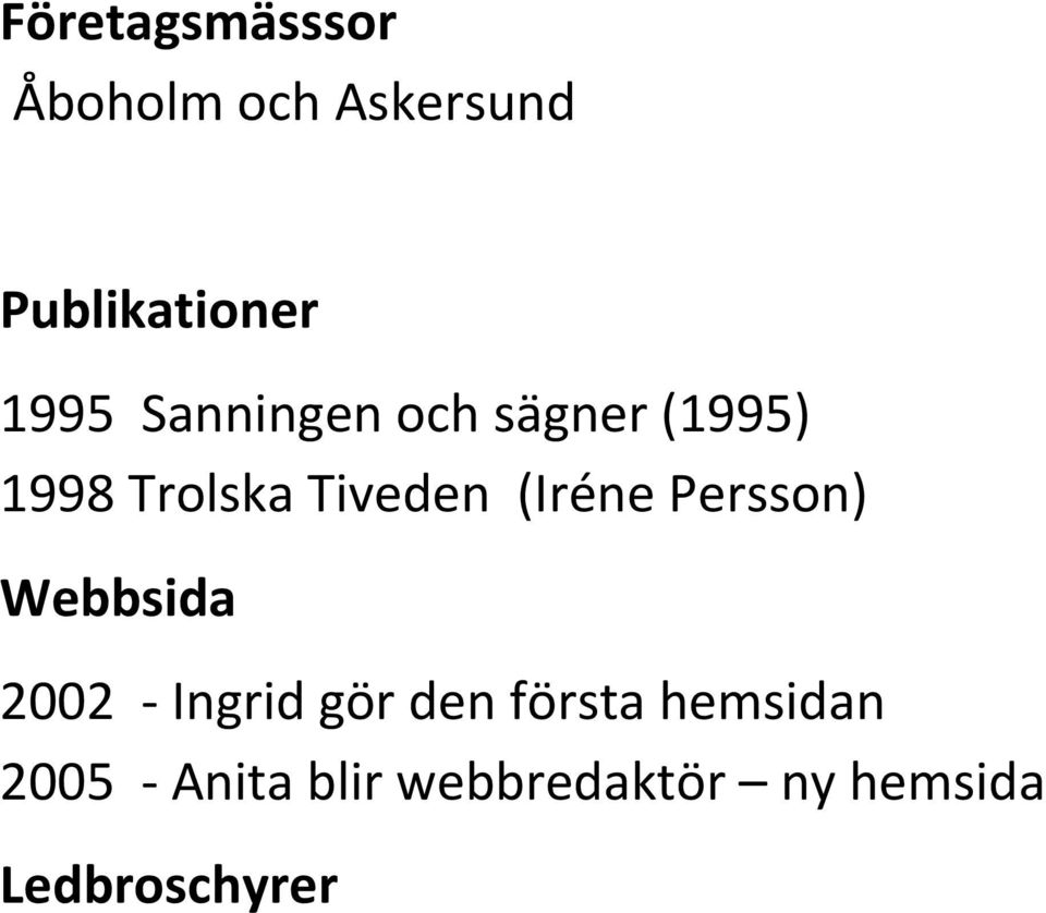 (Iréne Persson) Webbsida 2002 - Ingrid gör den första