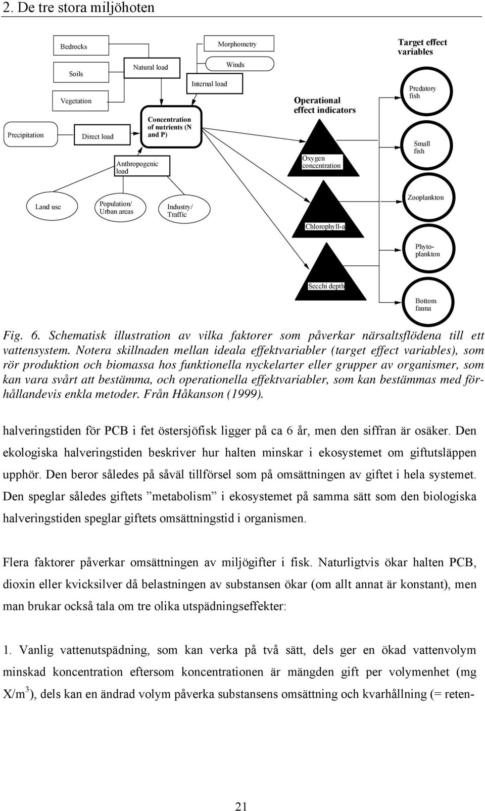 Schematisk illustration av vilka faktorer som påverkar närsaltsflödena till ett vattensystem.