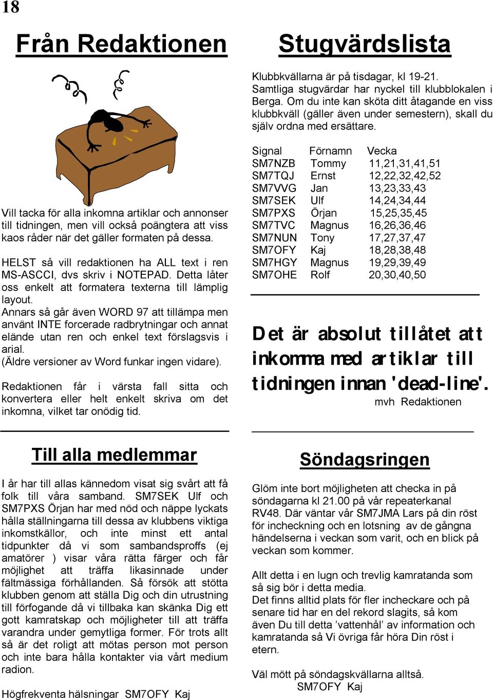 Vill tacka för alla inkomna artiklar och annonser till tidningen, men vill också poängtera att viss kaos råder när det gäller formaten på dessa.