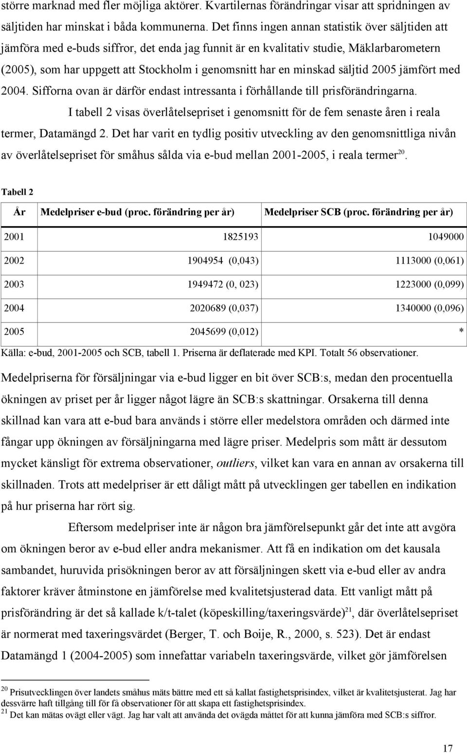 minskad säljtid 2005 jämfört med 2004. Sifforna ovan är därför endast intressanta i förhållande till prisförändringarna.