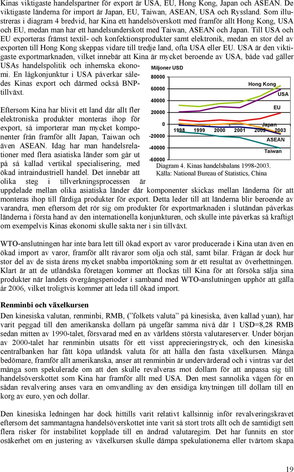 Till USA och EU exporteras främst textil- och konfektionsprodukter samt elektronik, medan en stor del av exporten till Hong Kong skeppas vidare till tredje land, ofta USA eller EU.