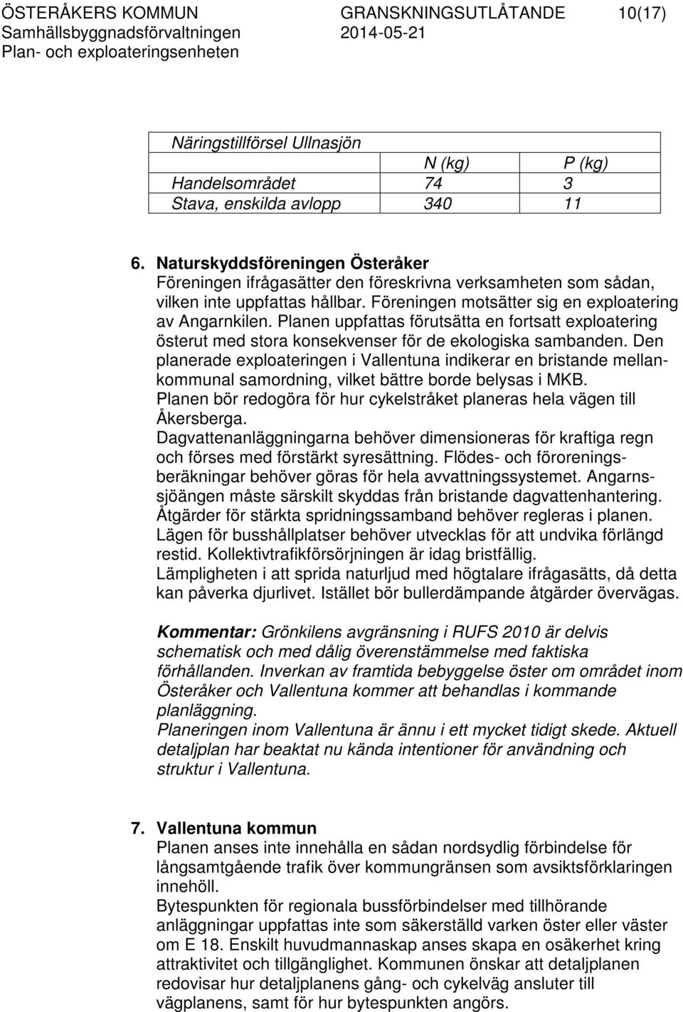 Planen uppfattas förutsätta en fortsatt exploatering österut med stora konsekvenser för de ekologiska sambanden.