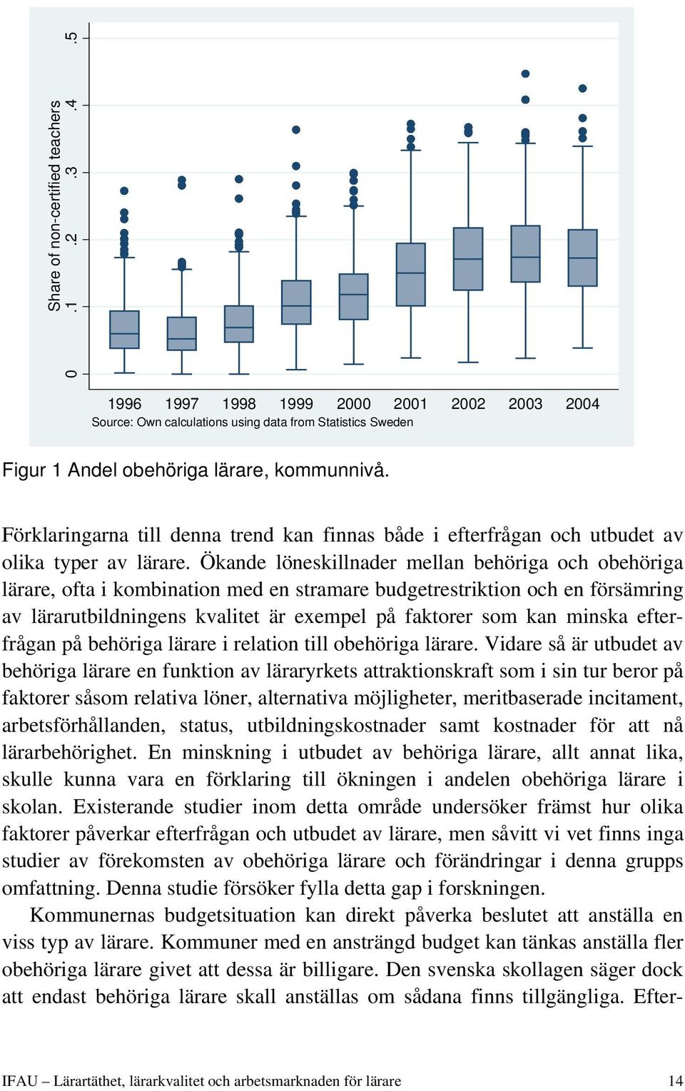 Ökande löneskillnader mellan behöriga och obehöriga lärare, ofta i kombination med en stramare budgetrestriktion och en försämring av lärarutbildningens kvalitet är exempel på faktorer som kan minska