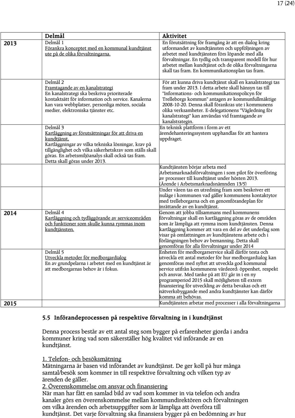 En tydlig och transparent modell för hur arbetet mellan kundtjänst och de olika förvaltningarna skall tas fram. En kommunikationsplan tas fram.