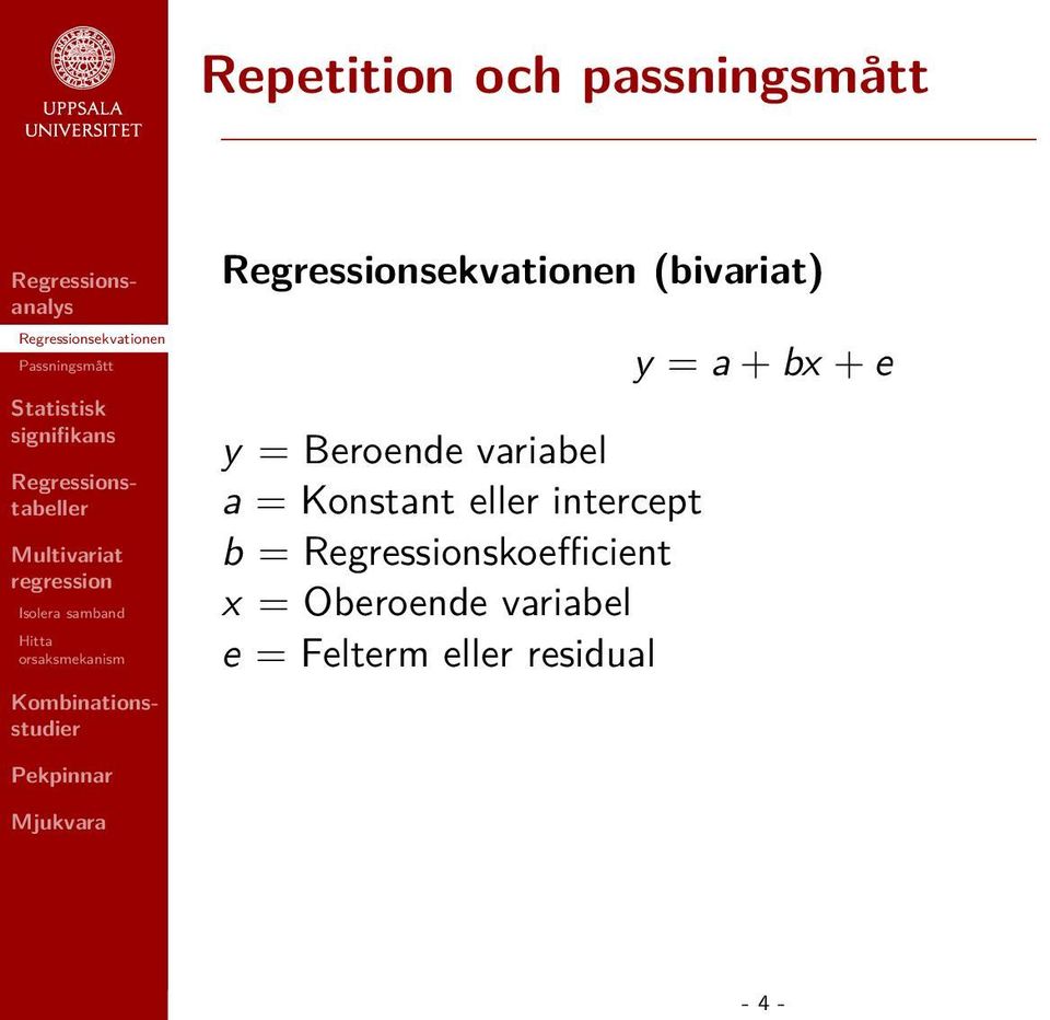 b = Regressionskoefficient x = Oberoende