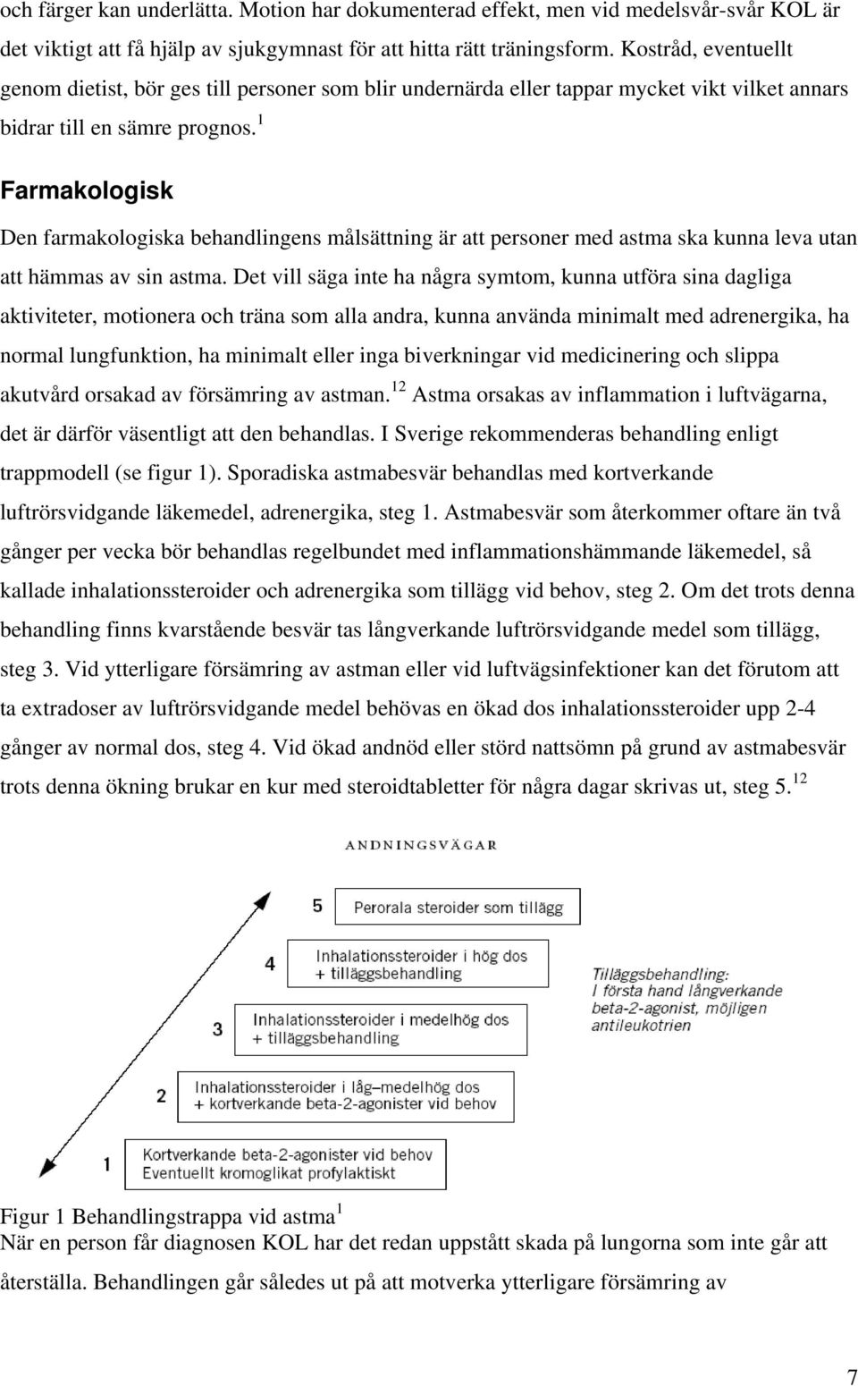 1 Farmakologisk Den farmakologiska behandlingens målsättning är att personer med astma ska kunna leva utan att hämmas av sin astma.