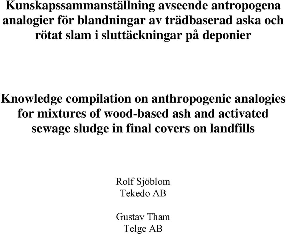 compilation on anthropogenic analogies for mixtures of wood-based ash and