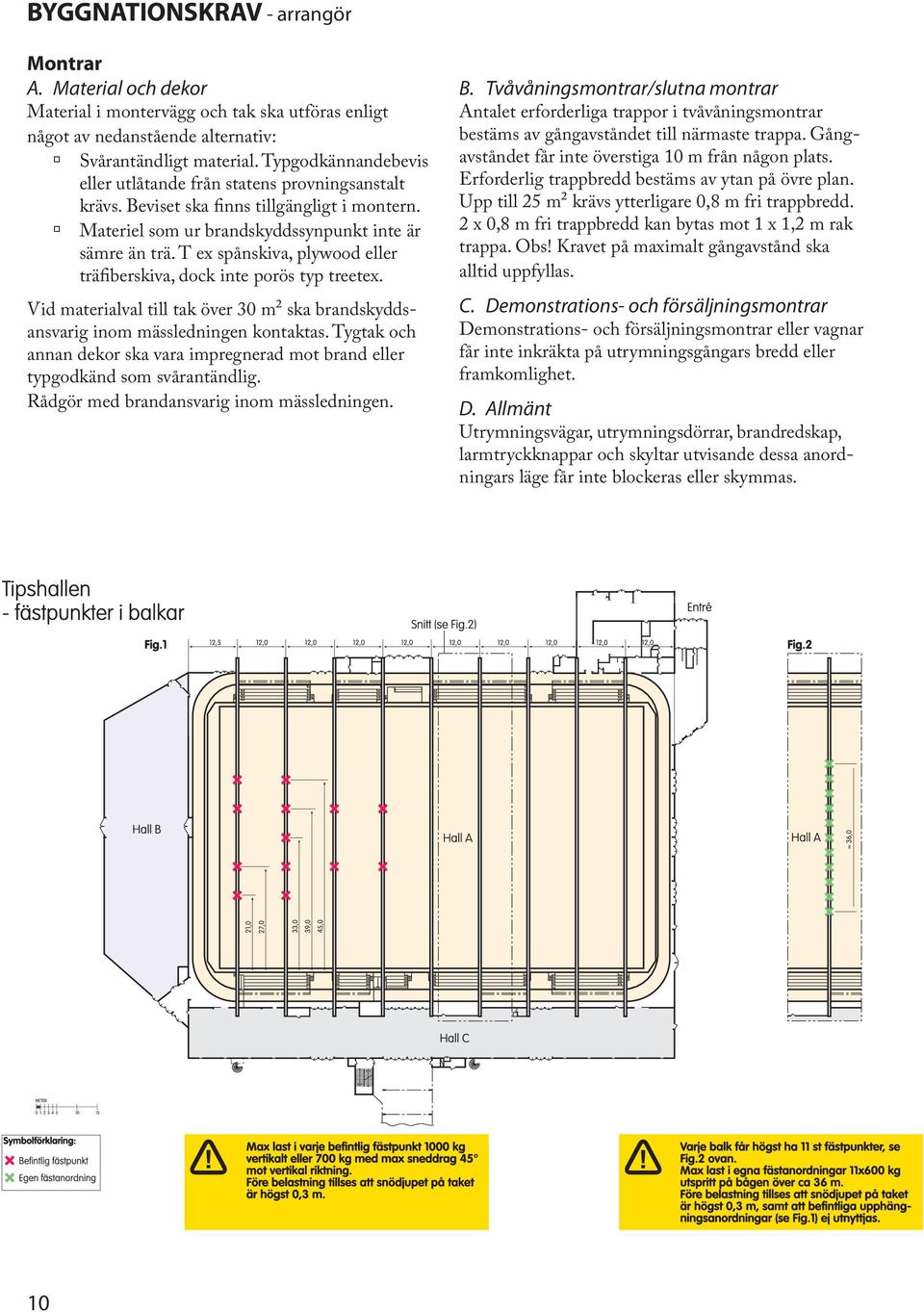 T ex spånskiva, plywood eller träfiberskiva, dock inte porös typ treetex. Vid materialval till tak över 30 m² ska brandskyddsansvarig inom mässledningen kontaktas.