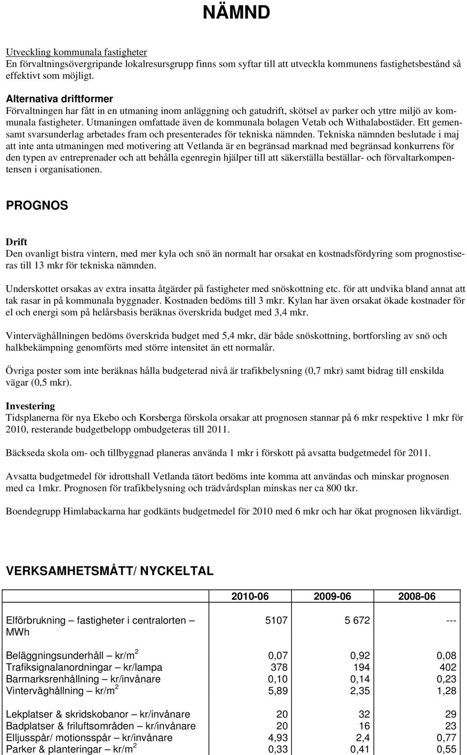 Utmaningen omfattade även de kommunala bolagen Vetab och Withalabostäder. Ett gemensamt svarsunderlag arbetades fram och presenterades för tekniska nämnden.