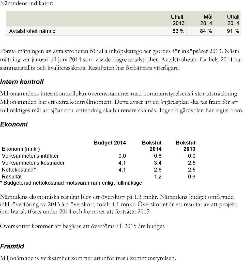 Intern kontroll Miljönämndens internkontrollplan överensstämmer med kommunstyrelsens i stor utsträckning. Miljönämnden har ett extra kontrollmoment.