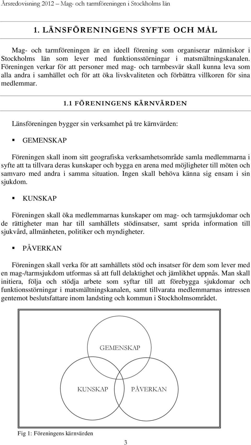 Föreningen verkar för att personer med mag- och tarmbesvär skall kunna leva som alla andra i samhället och för att öka livskvaliteten och förbättra villkoren för sina medlemmar. 1.